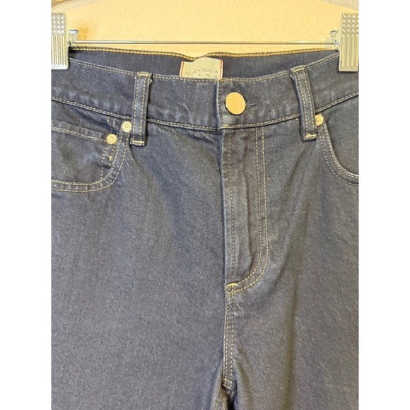 Alice + Olivia Jeans Dark Wash High Rise Wide Leg Denim Blue Indigo Tall 25 X 34 - Picture 2 of 9